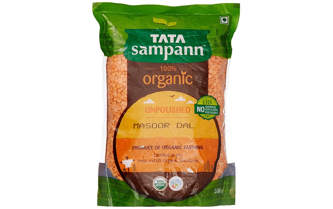 Tata Sampann Organic Unpolished Masoor Dal Pack 500 Grams GoToChef